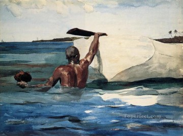  pon Decoraci%C3%B3n Paredes - El buceador esponja Realismo pintor marino Winslow Homer